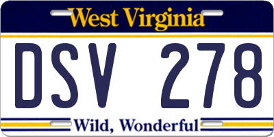 WV license plate DSV278