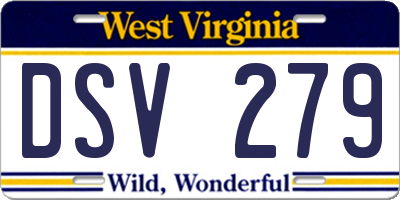 WV license plate DSV279
