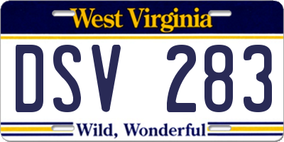 WV license plate DSV283