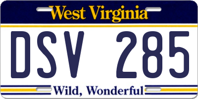 WV license plate DSV285