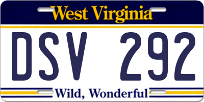 WV license plate DSV292