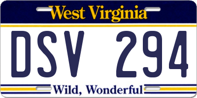 WV license plate DSV294