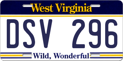 WV license plate DSV296