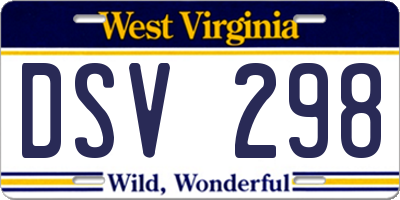 WV license plate DSV298