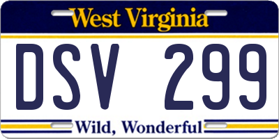 WV license plate DSV299