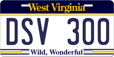 WV license plate DSV300