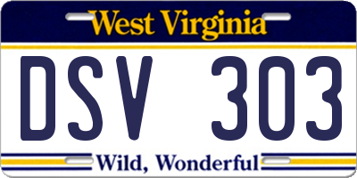 WV license plate DSV303