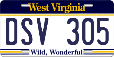 WV license plate DSV305
