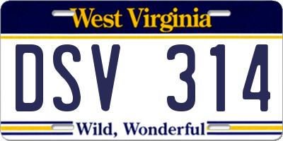 WV license plate DSV314