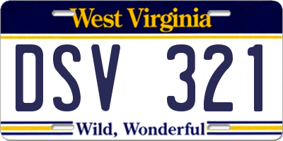 WV license plate DSV321
