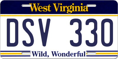 WV license plate DSV330