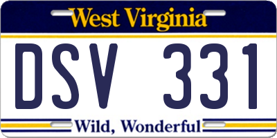 WV license plate DSV331