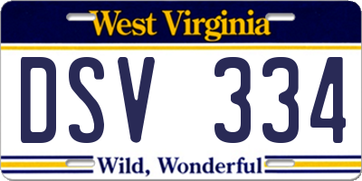 WV license plate DSV334