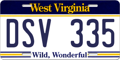 WV license plate DSV335