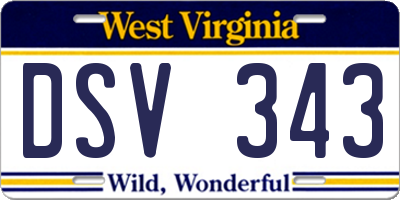 WV license plate DSV343