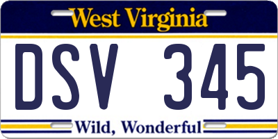 WV license plate DSV345