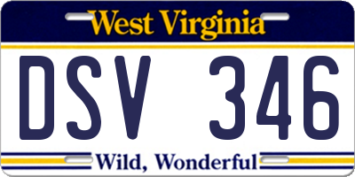 WV license plate DSV346