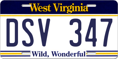 WV license plate DSV347