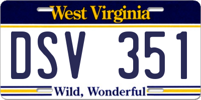 WV license plate DSV351