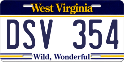 WV license plate DSV354