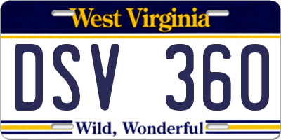 WV license plate DSV360