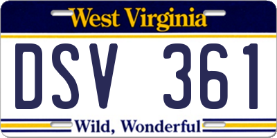 WV license plate DSV361