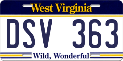 WV license plate DSV363