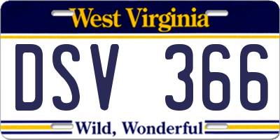 WV license plate DSV366