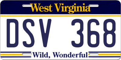WV license plate DSV368