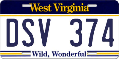 WV license plate DSV374