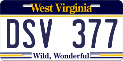 WV license plate DSV377