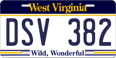 WV license plate DSV382