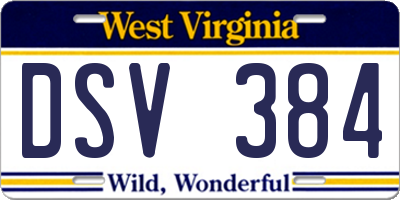 WV license plate DSV384