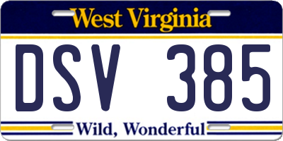 WV license plate DSV385