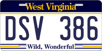 WV license plate DSV386
