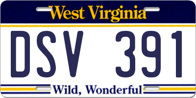 WV license plate DSV391
