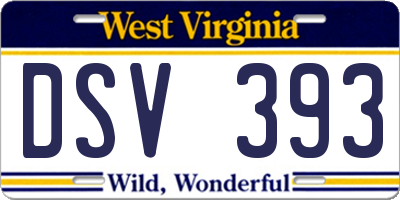 WV license plate DSV393
