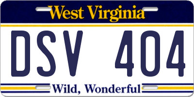 WV license plate DSV404