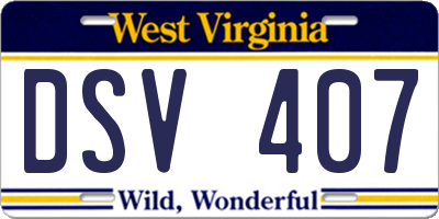 WV license plate DSV407