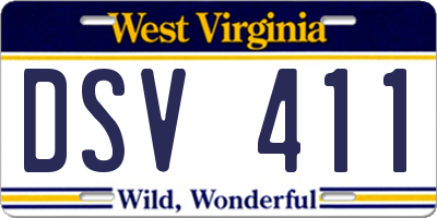 WV license plate DSV411