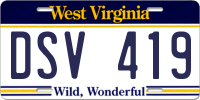 WV license plate DSV419