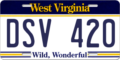 WV license plate DSV420