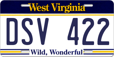 WV license plate DSV422