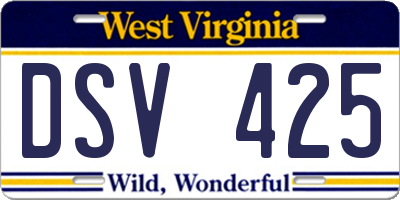 WV license plate DSV425