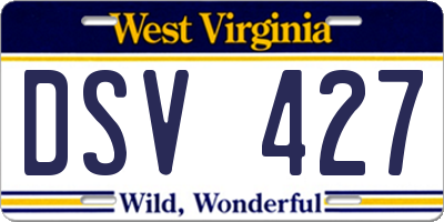 WV license plate DSV427