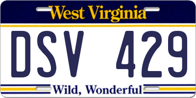 WV license plate DSV429