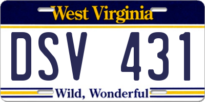 WV license plate DSV431