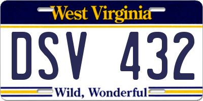 WV license plate DSV432