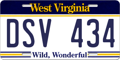 WV license plate DSV434