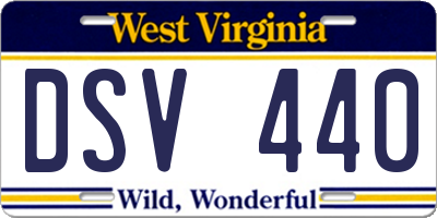 WV license plate DSV440